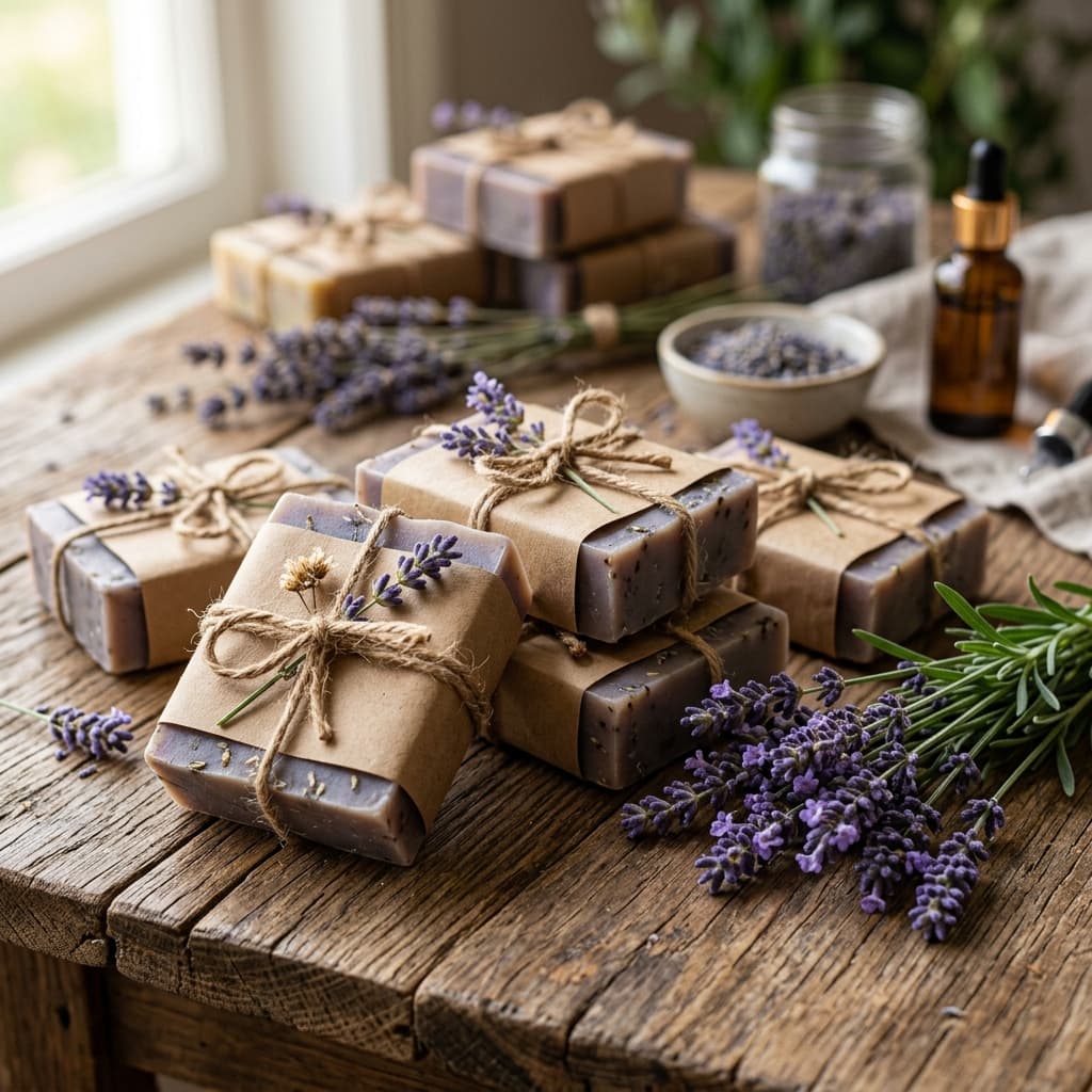 Rustic Lavender Soap Background